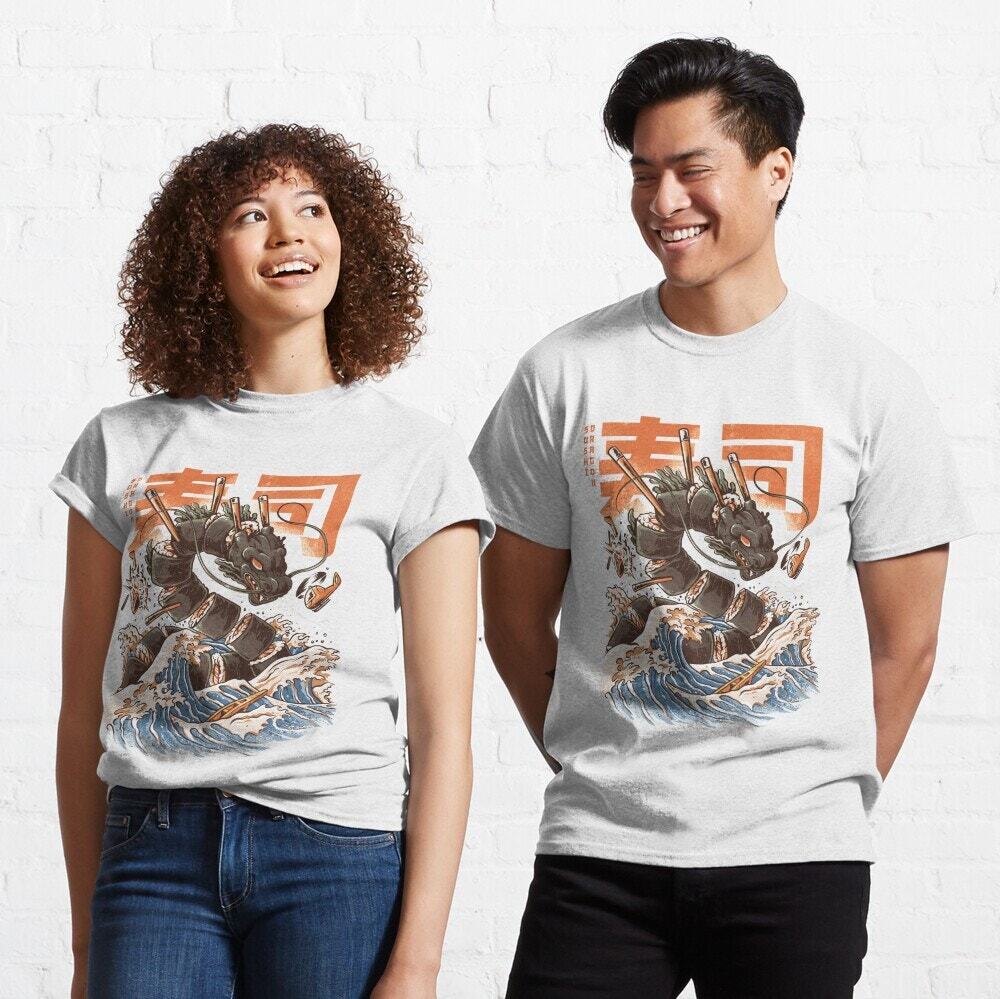 Sushi Dragon White T-Shirt SZ Medium